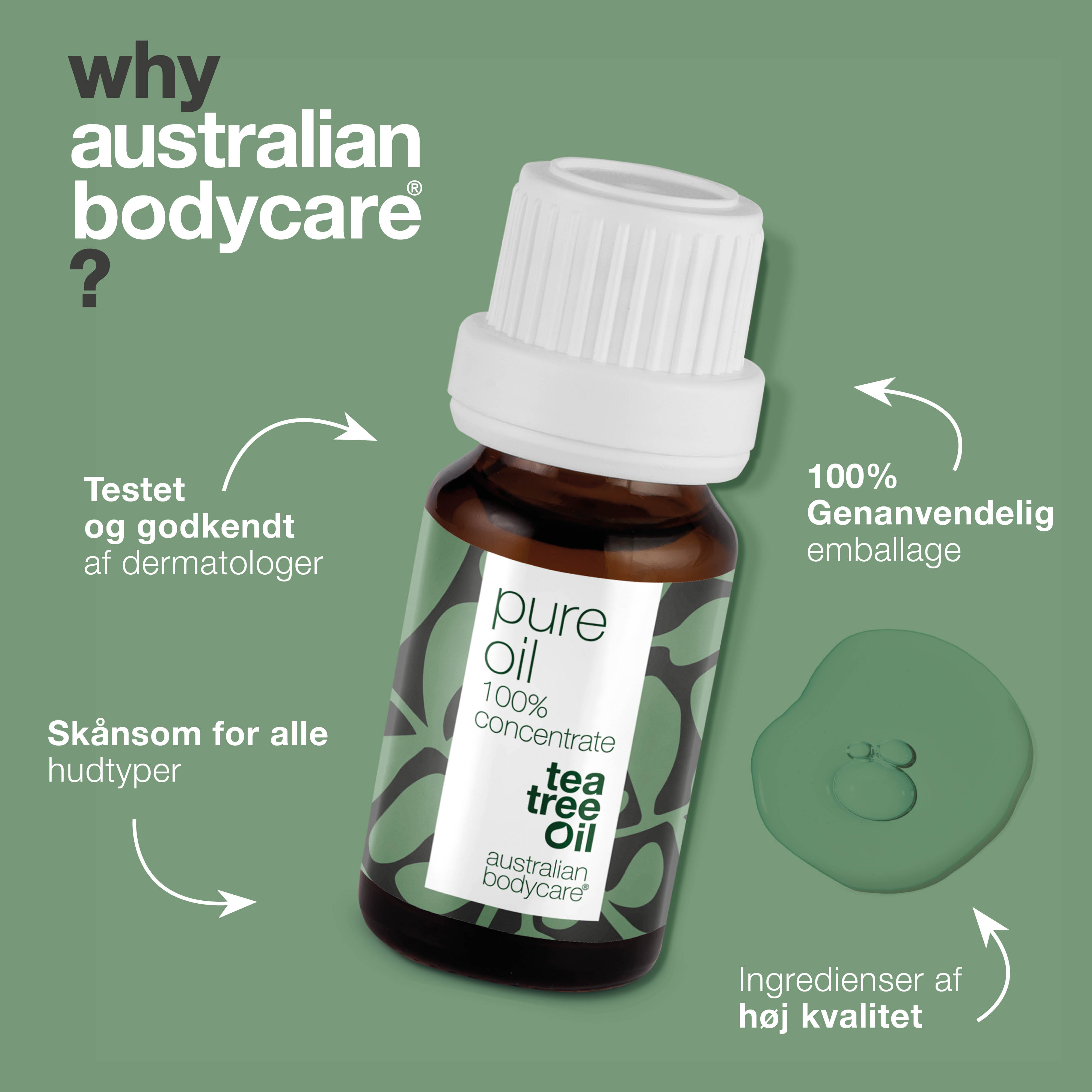 Koncentreret Tea Tree Oil til hudproblemer — 100% naturlig og ufortyndet Tea Tree Oil fra Australien