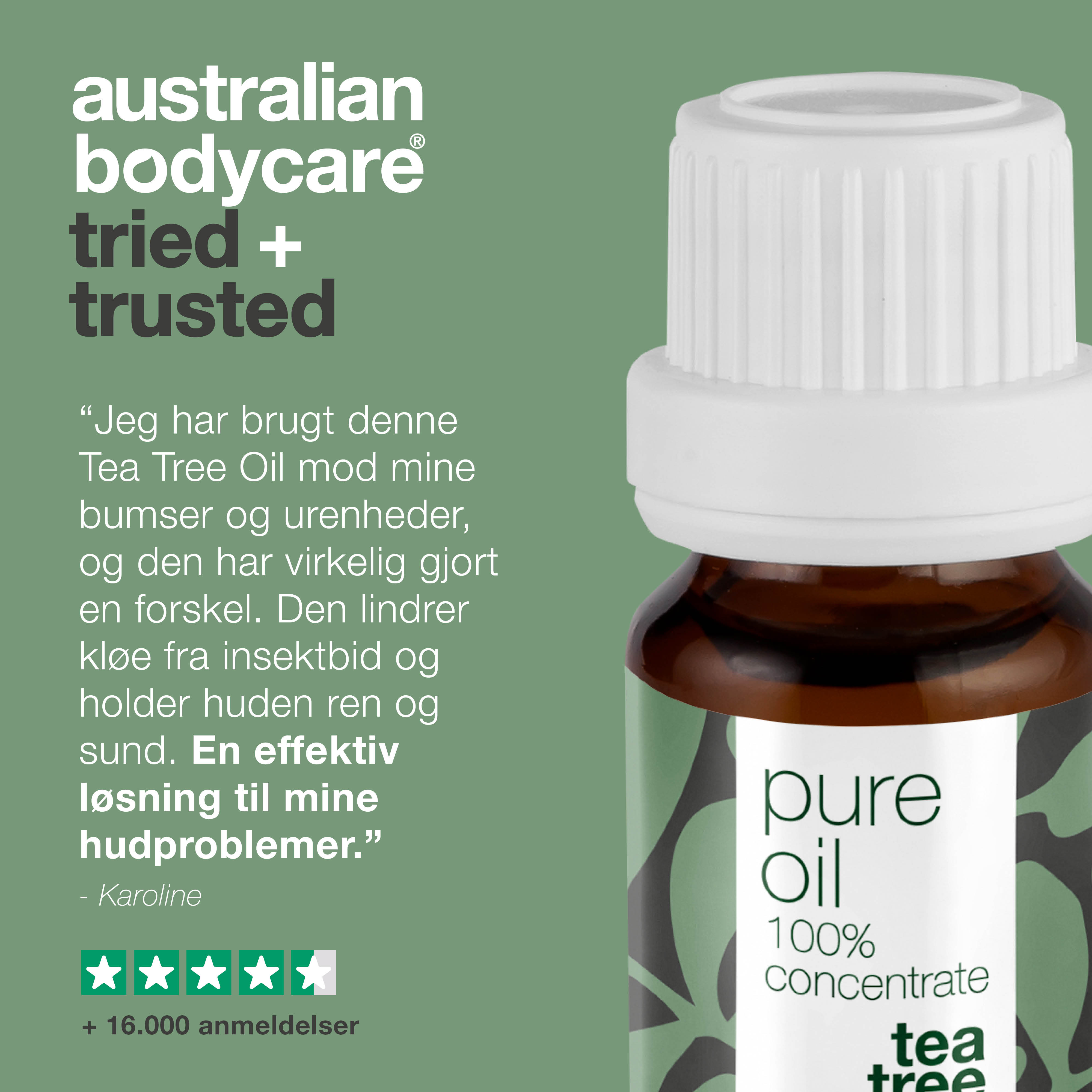 Koncentreret Tea Tree Oil til hudproblemer — 100% naturlig og ufortyndet Tea Tree Oil fra Australien