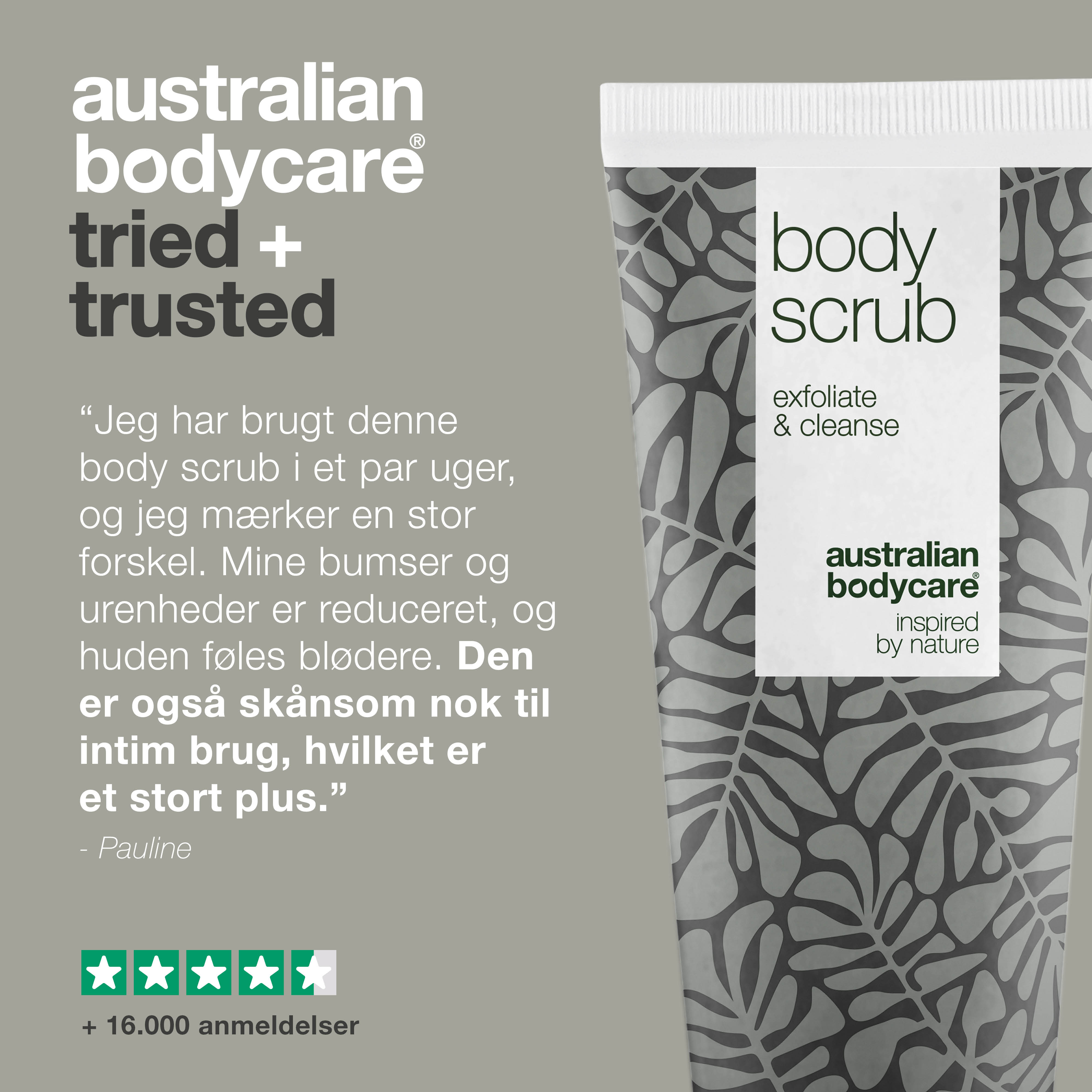 Body Scrub til bumser og uren hud på kroppen — Eksfoliering med 100% naturlig Tea Tree Oil - Også til intim brug