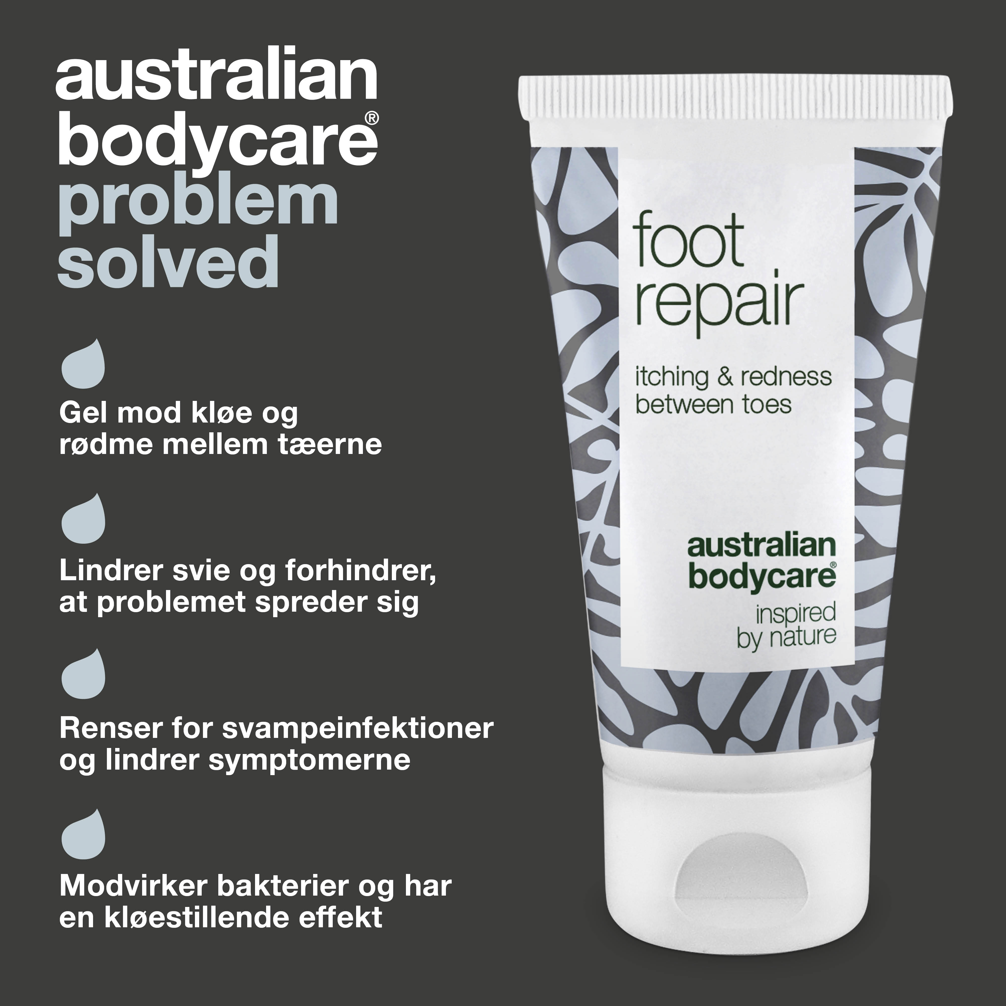 Fodgel med Tea Tree Oil — Lindrende gel mod kløe, svie og rødme mellem tæerne.