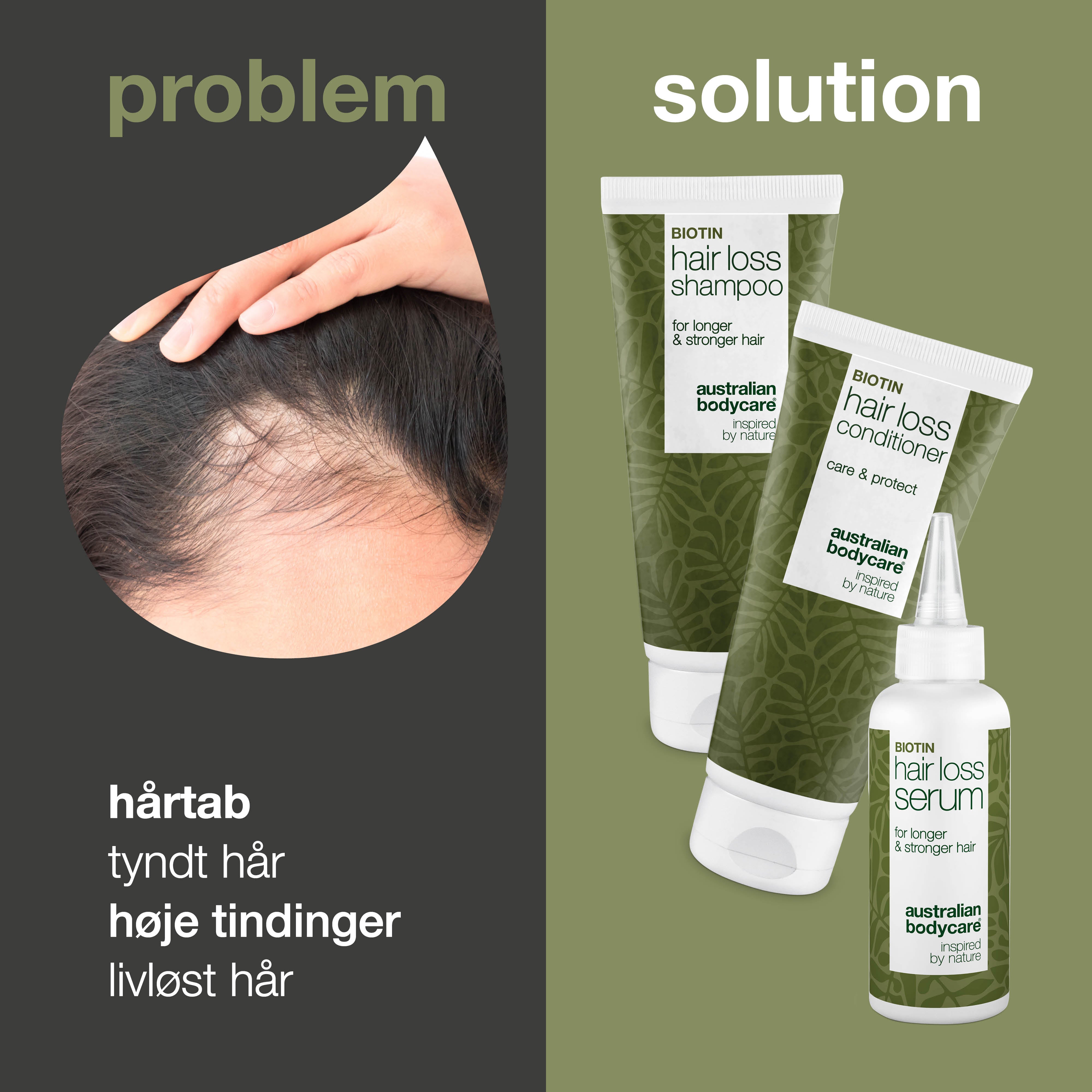 Hårtabspakke med Biotin og Capilia Longa — 3 produkter til tyndt hår, fint hår og ved hårtab