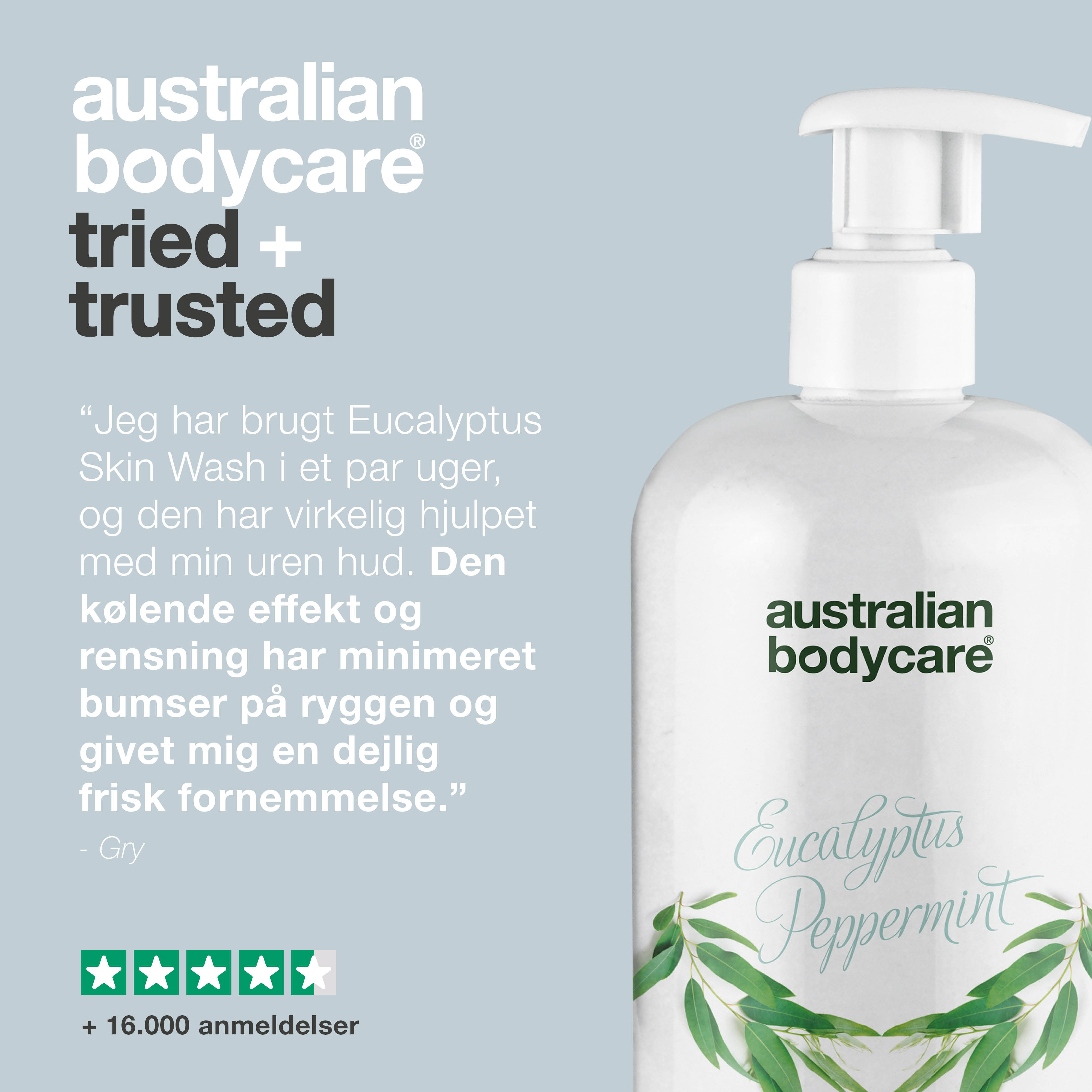 Professionel Eucalyptus Skin Wash — Showergel til professionel brug med naturlig Tea Tree Oil og eukalyptus