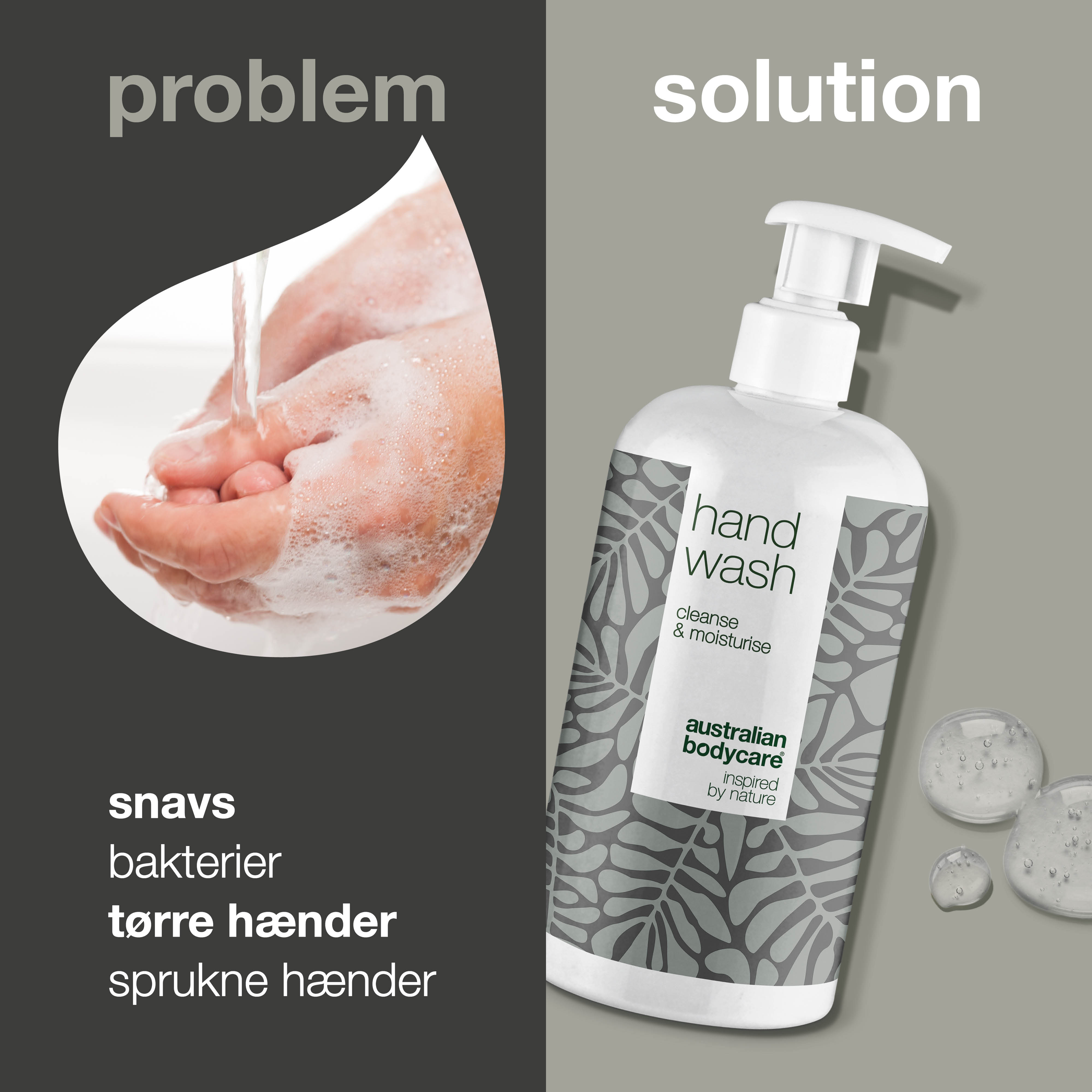 Håndsæbe med Tea Tree Oil til tørre hænder — Flydende håndsæbe fjerner effektivt bakterier og snavs