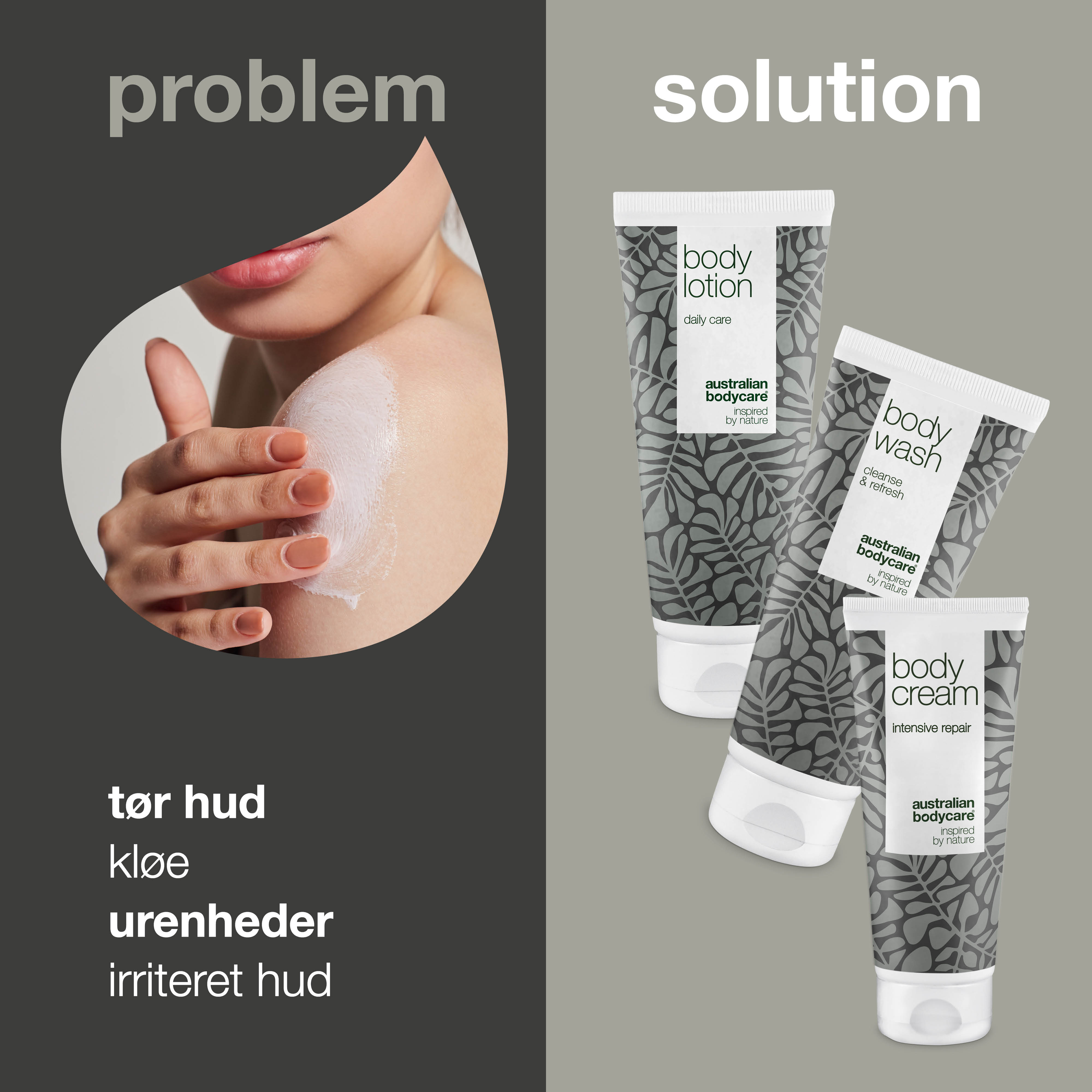 Pakke til tør hud på kroppen — 3 produkter til pleje af irriteret hud