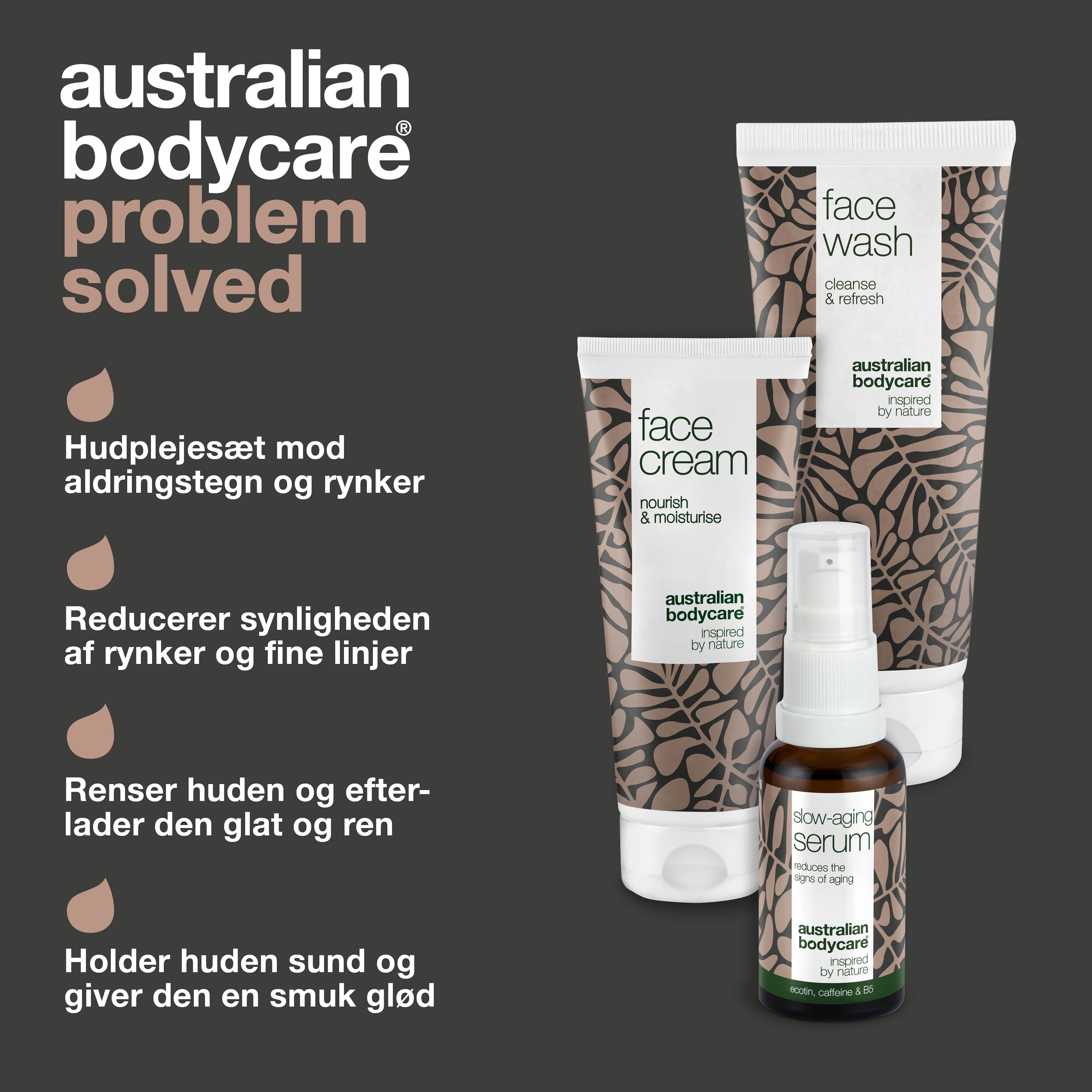Sæt med Anti Age produkter til 50+ — 3 produkter til rynker og moden hud: ansigtsrens, Anti Age Serum & creme