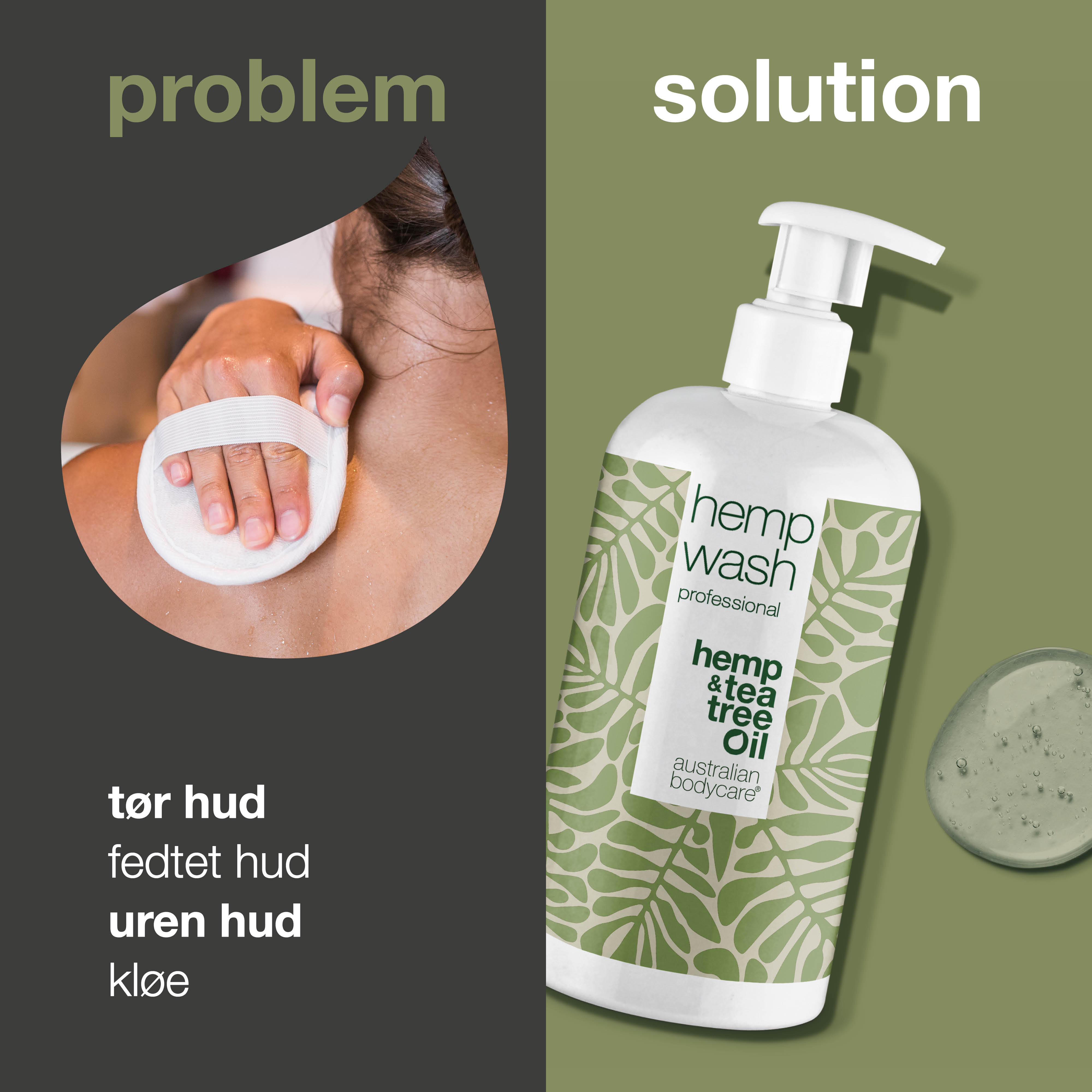 Hamp Shower Gel til uren hud — Body Wash med Hamp Olie til Tør og Fedtet Hud