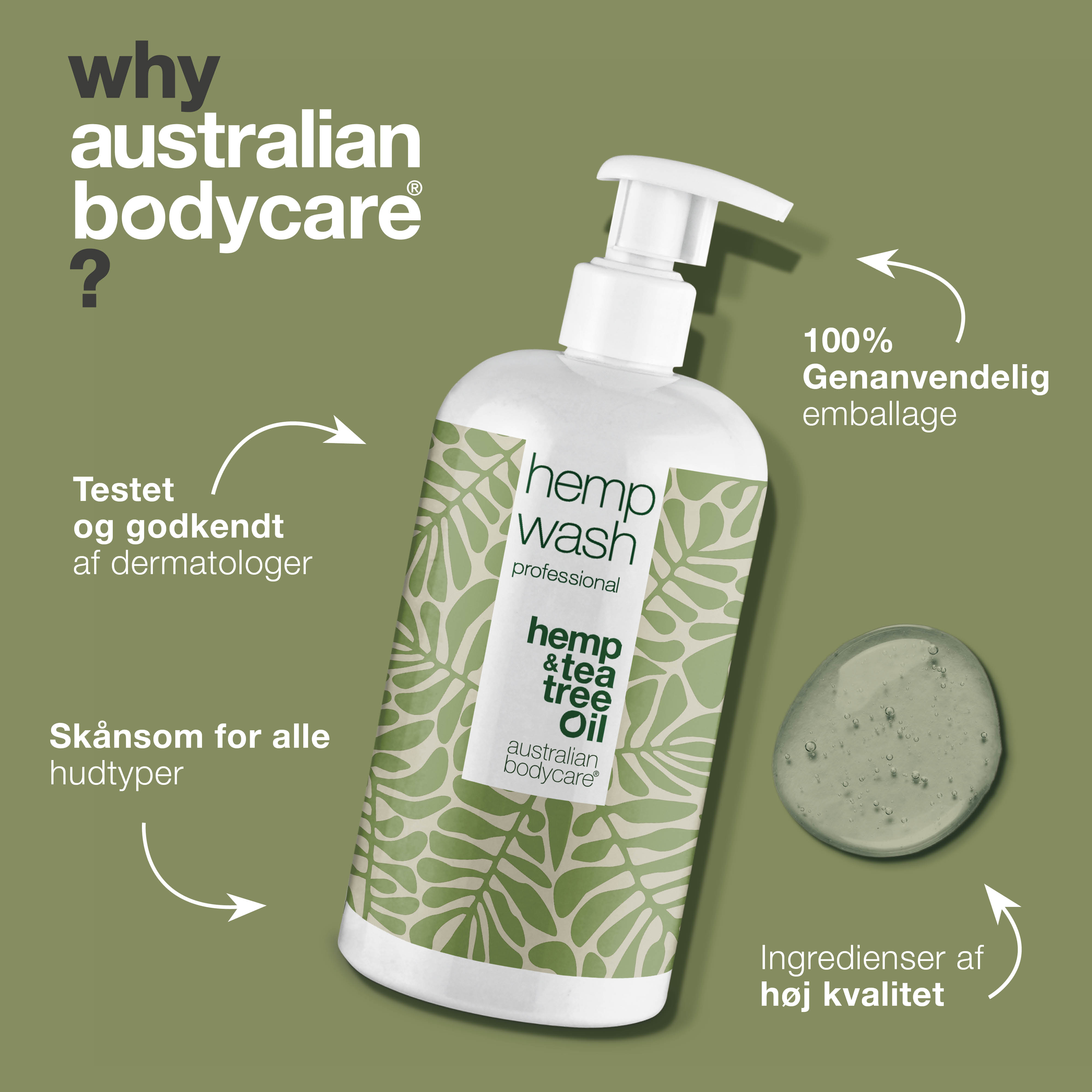 Hamp Shower Gel til uren hud — Body Wash med Hamp Olie til Tør og Fedtet Hud