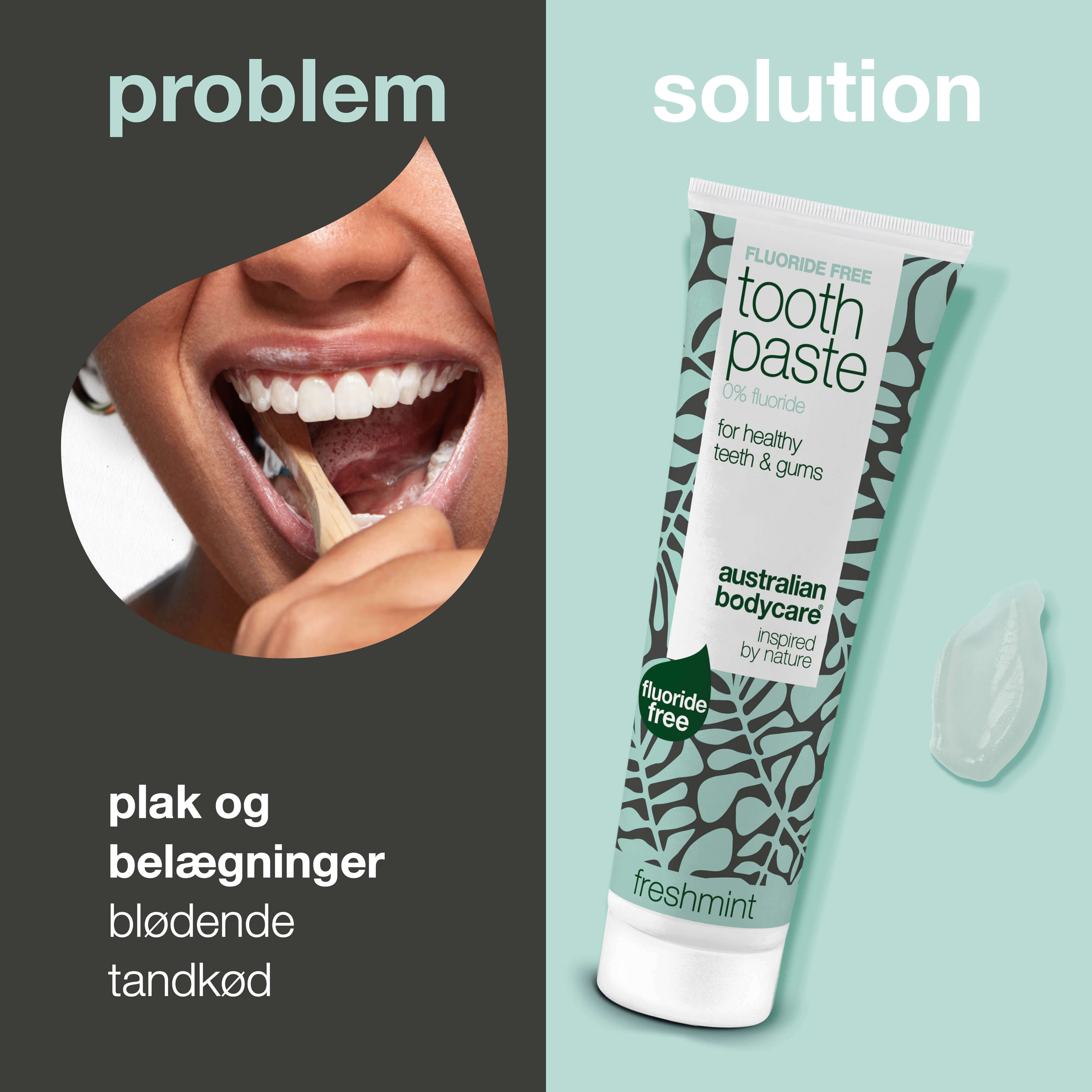 Tandpasta uden fluor – for sunde tænder og frisk ånde — Tandpasta uden fluor reducerer plak, plejer tandkødet og giver en langvarig frisk ånde. Perfekt til daglig brug.