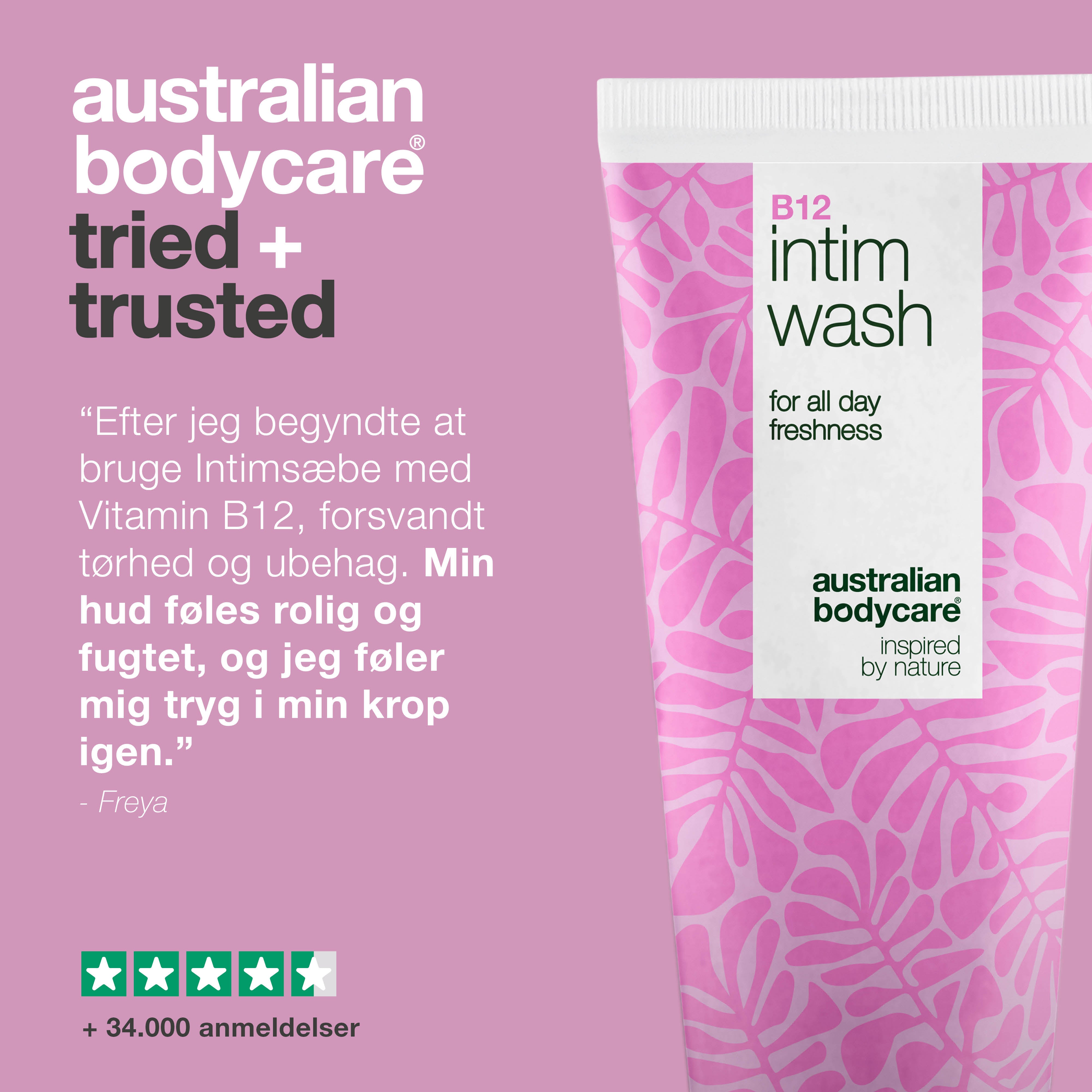 Intimsæbe til kvinder 40+ mod tørhed og ubalance — Intimsæbe til kvinder 40+ mod tørhed, kløe og pH-ubalance. Skånsom pleje med B12, glycerin og plantebaserede ingredienser.