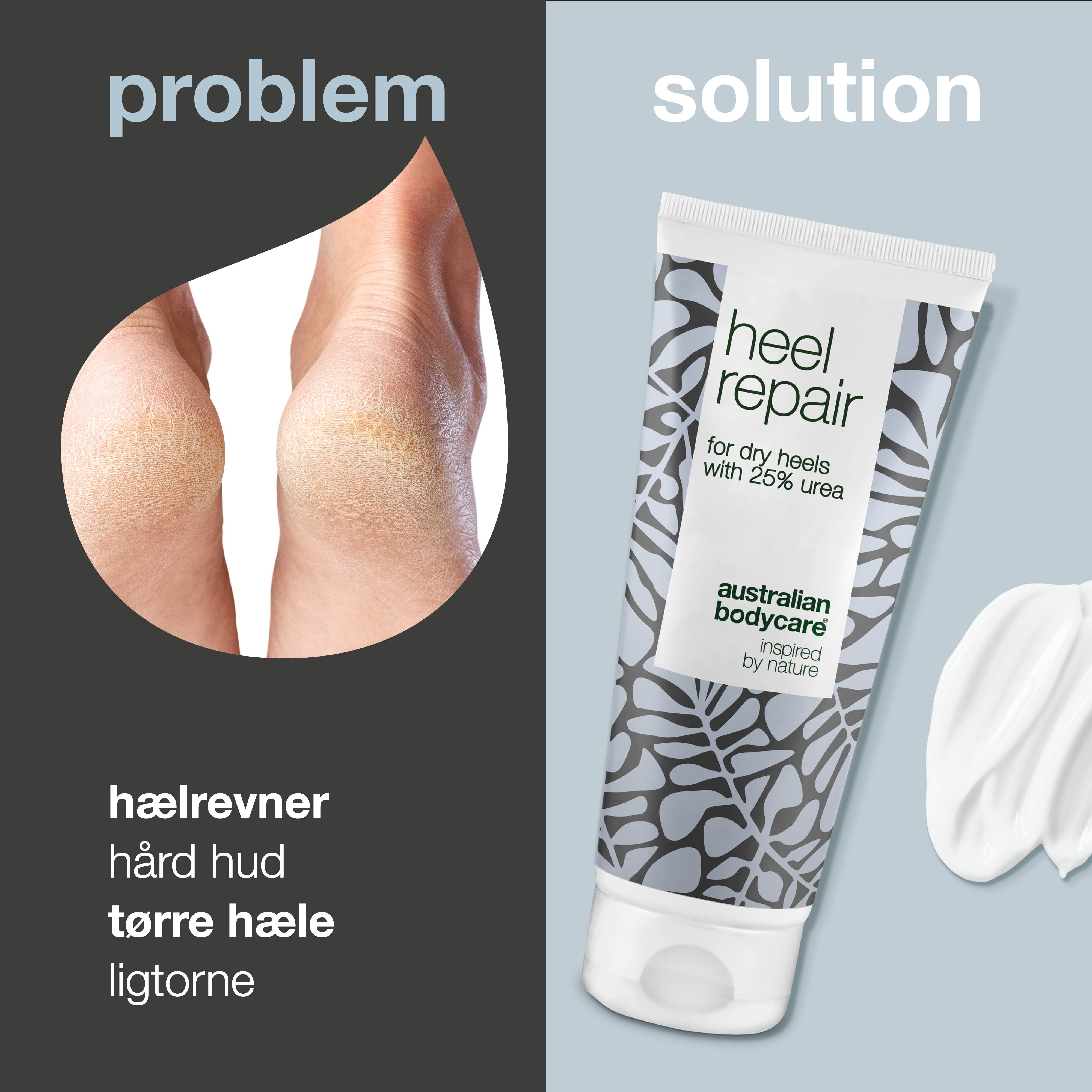 Hælcreme med 25% Urea — Hælcreme til hælrevner og sprukne hæle samt hård hud på hælen