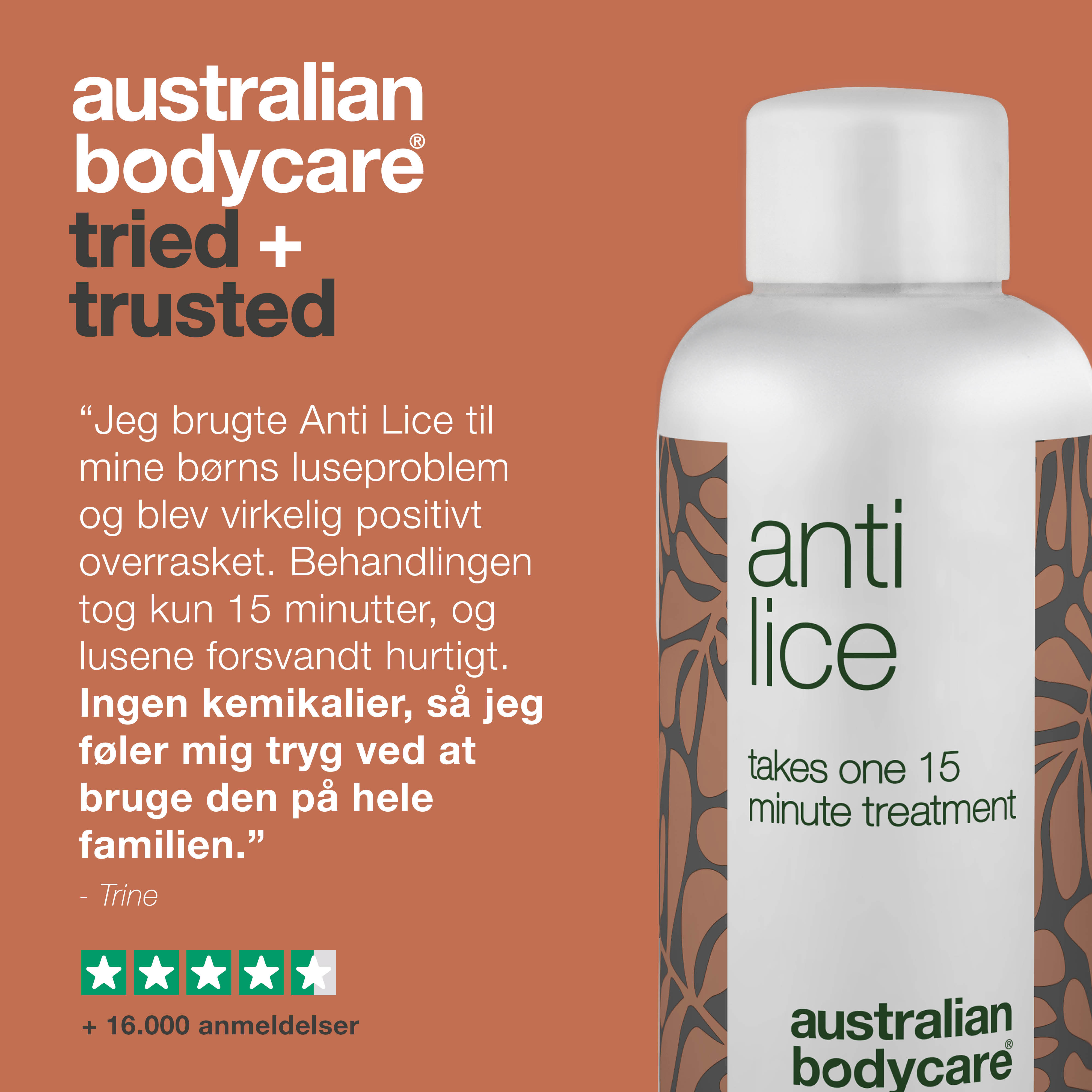 Lusekur med Tea Tree Oil uden insektgift — Lusebehandling mod hovedlus og æg virker på 15 min.