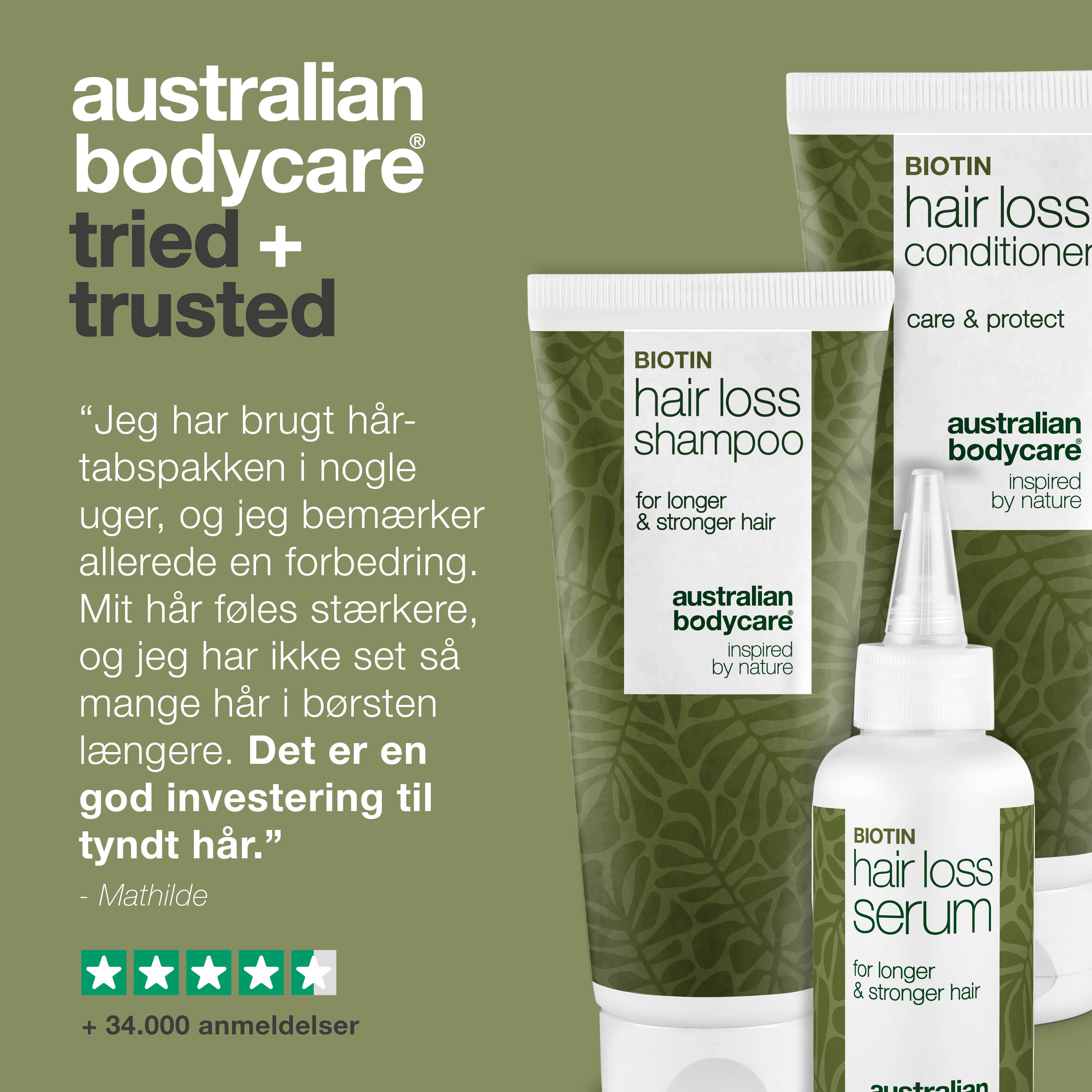 Hårtabspakke med Biotin og Capilia Longa — 3 produkter til tyndt hår, fint hår og ved hårtab