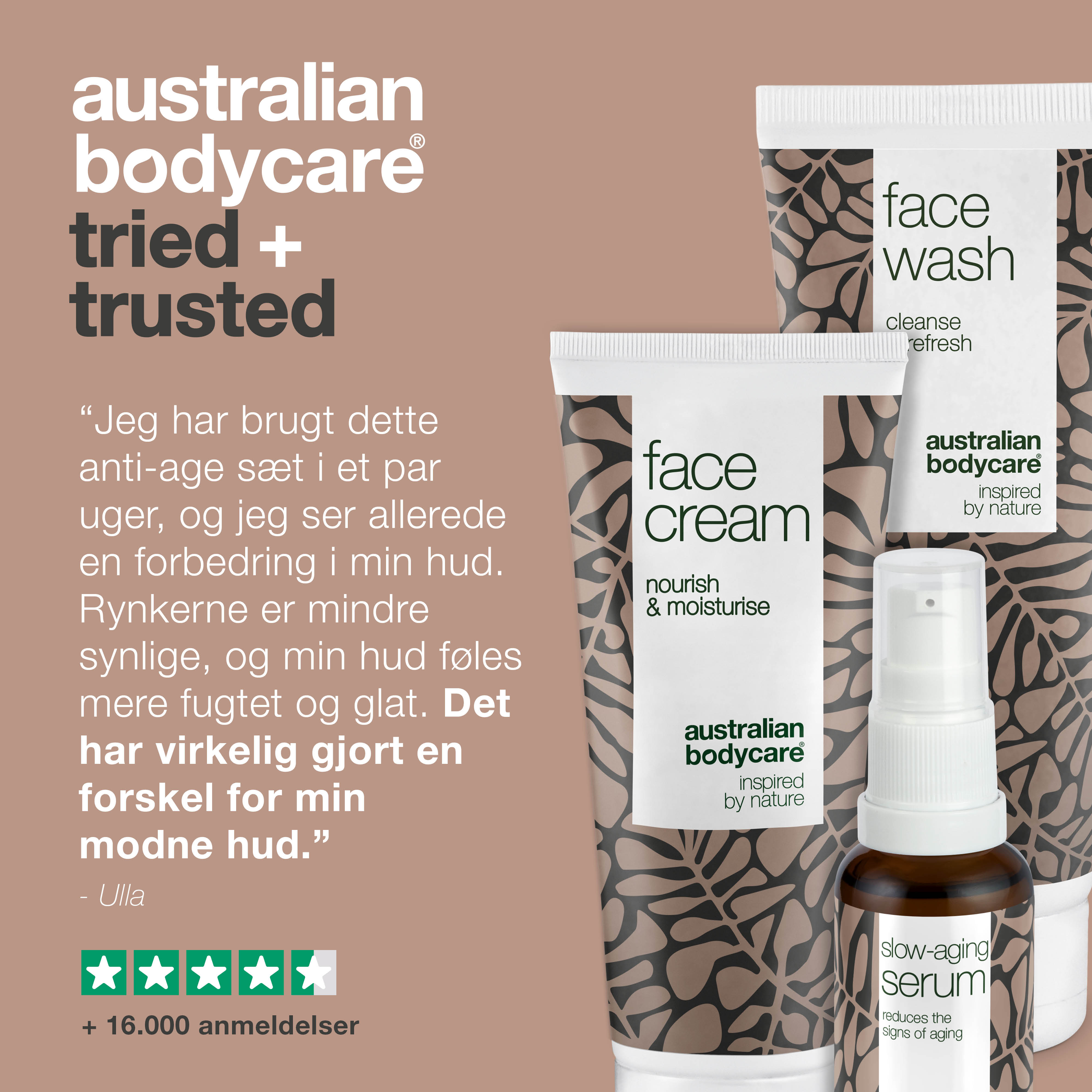 Sæt med Anti Age produkter til 50+ — 3 produkter til rynker og moden hud: ansigtsrens, Anti Age Serum & creme