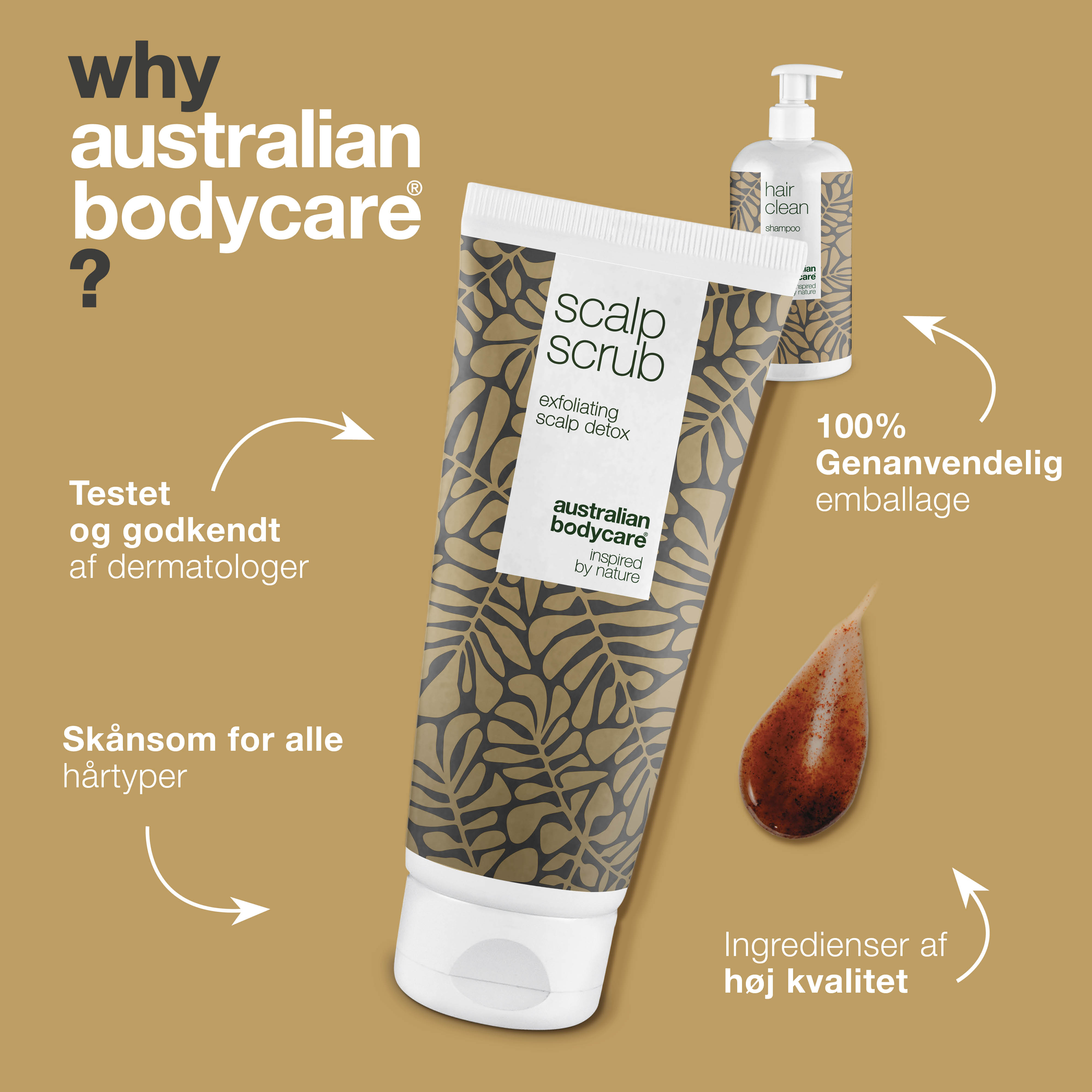 2-pak til bumser i hovedbunden — Hovedbundsscrub og Tea Tree Shampoo til uren hud i hovedbunden