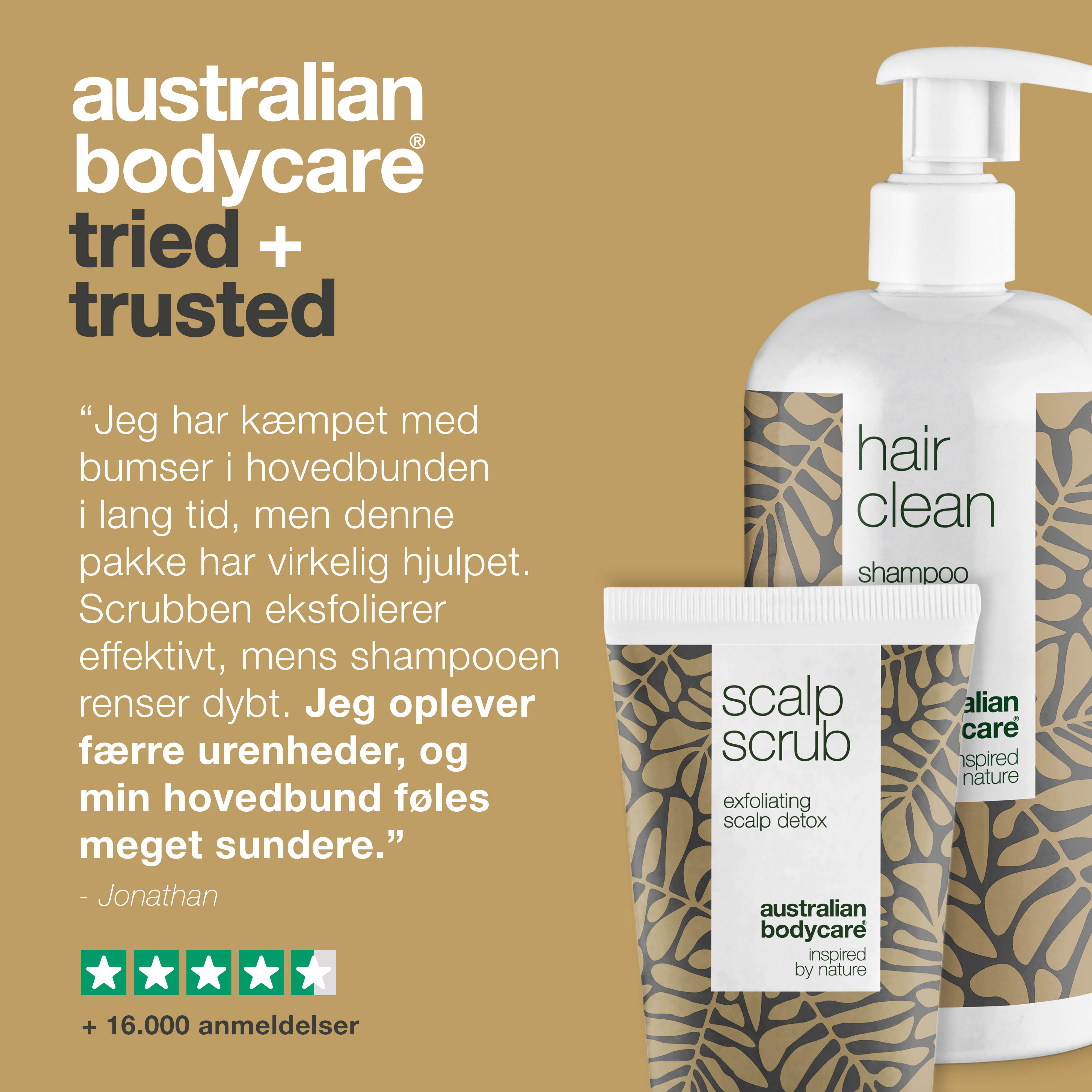 2-pak til bumser i hovedbunden — Hovedbundsscrub og Tea Tree Shampoo til uren hud i hovedbunden