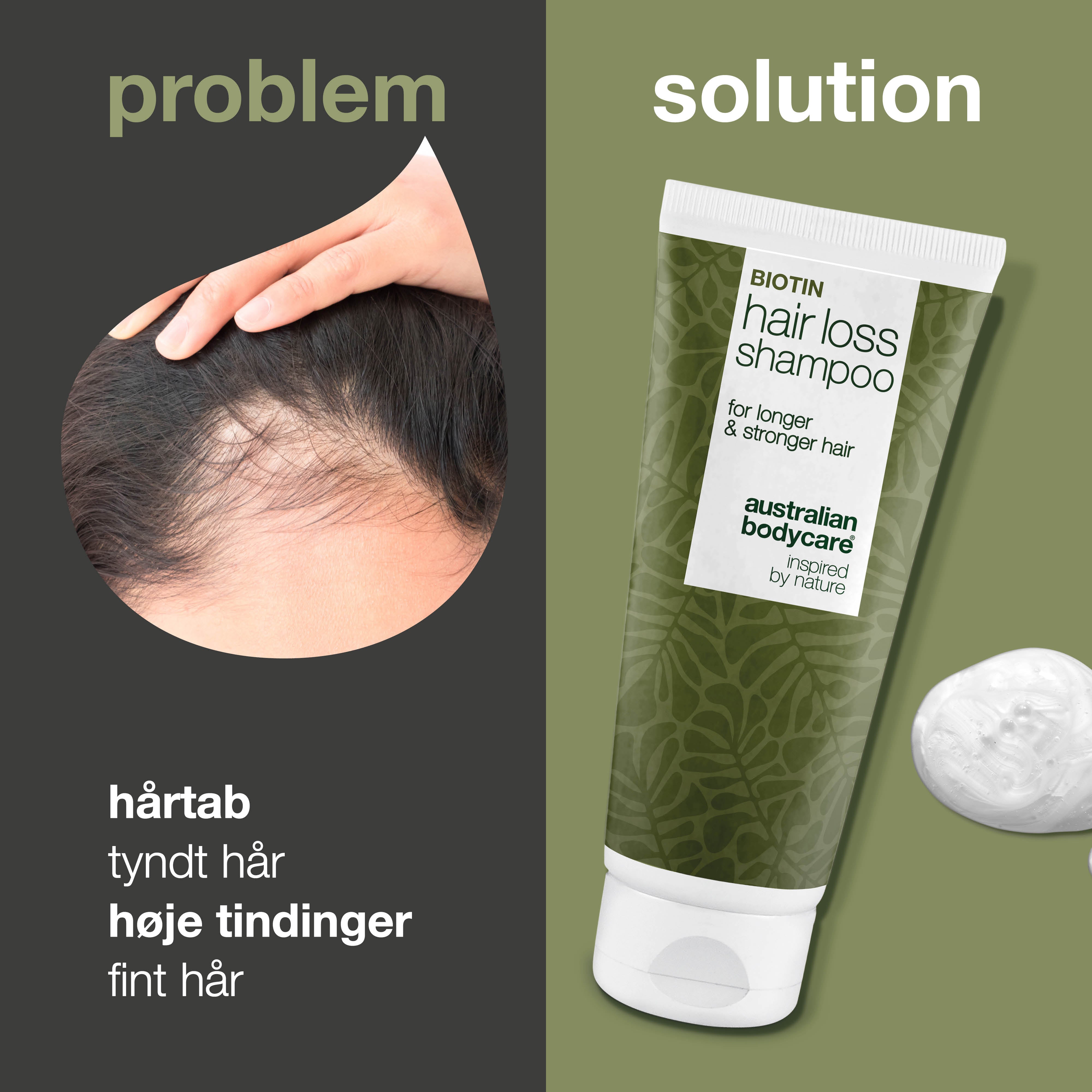 Shampoo reducerer hårtab og tyndt hår — Shampoo reducerer hårtab og styrker svækket hår med biotin, koffein og Capilia Longa, der nærer hovedbunden og stimulerer hårrødderne.