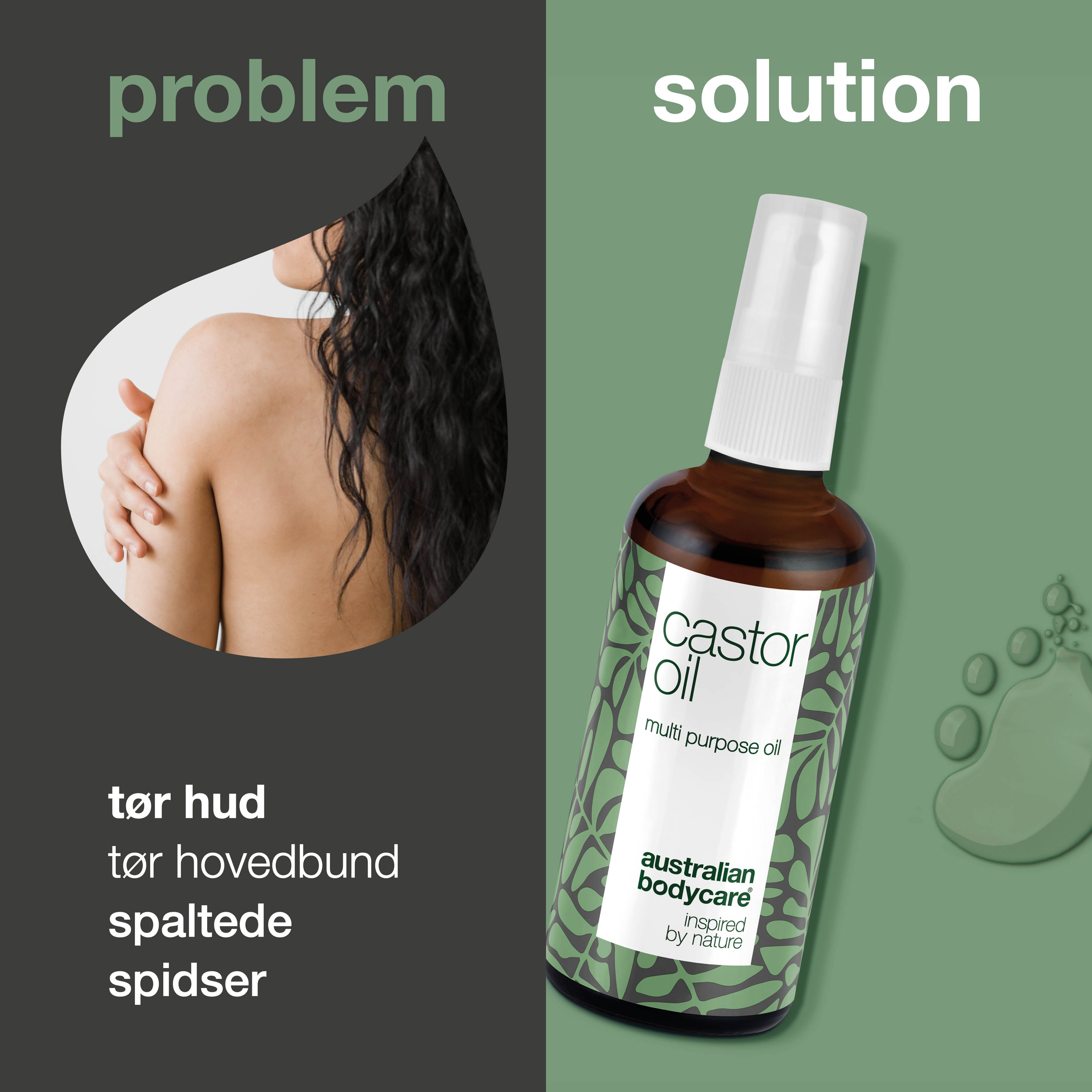 Castor Oil – Plejende ricinusolie til hud og hår — Fugtgivende ricinusolie til hud, hår, bryn og vipper. Lindrer tørhed og plejer irriteret hovedbund. 100 % naturlig olie.