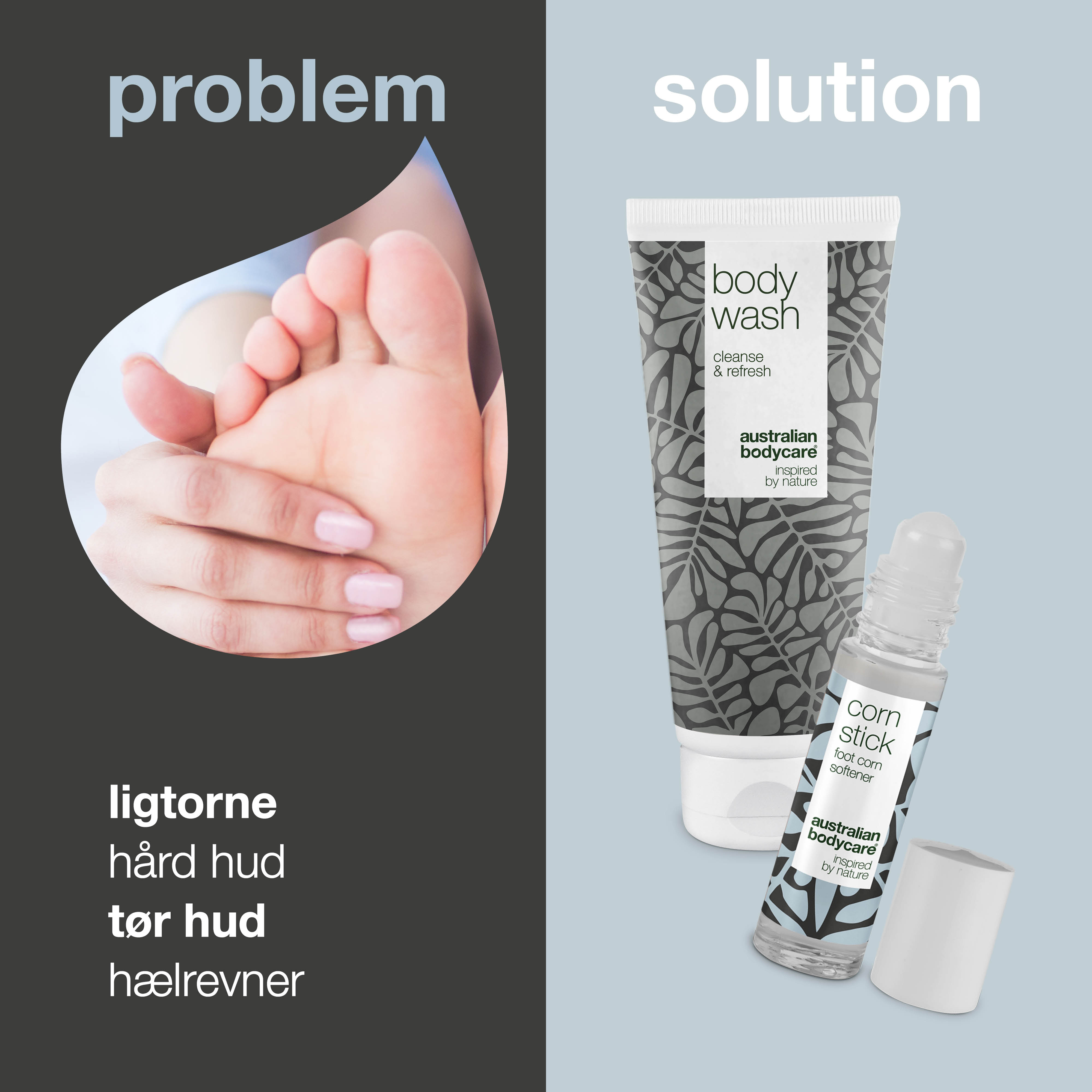 2 pak til pleje af ligtorne — 2 produkter til ligtorne og hård hud på fødderne