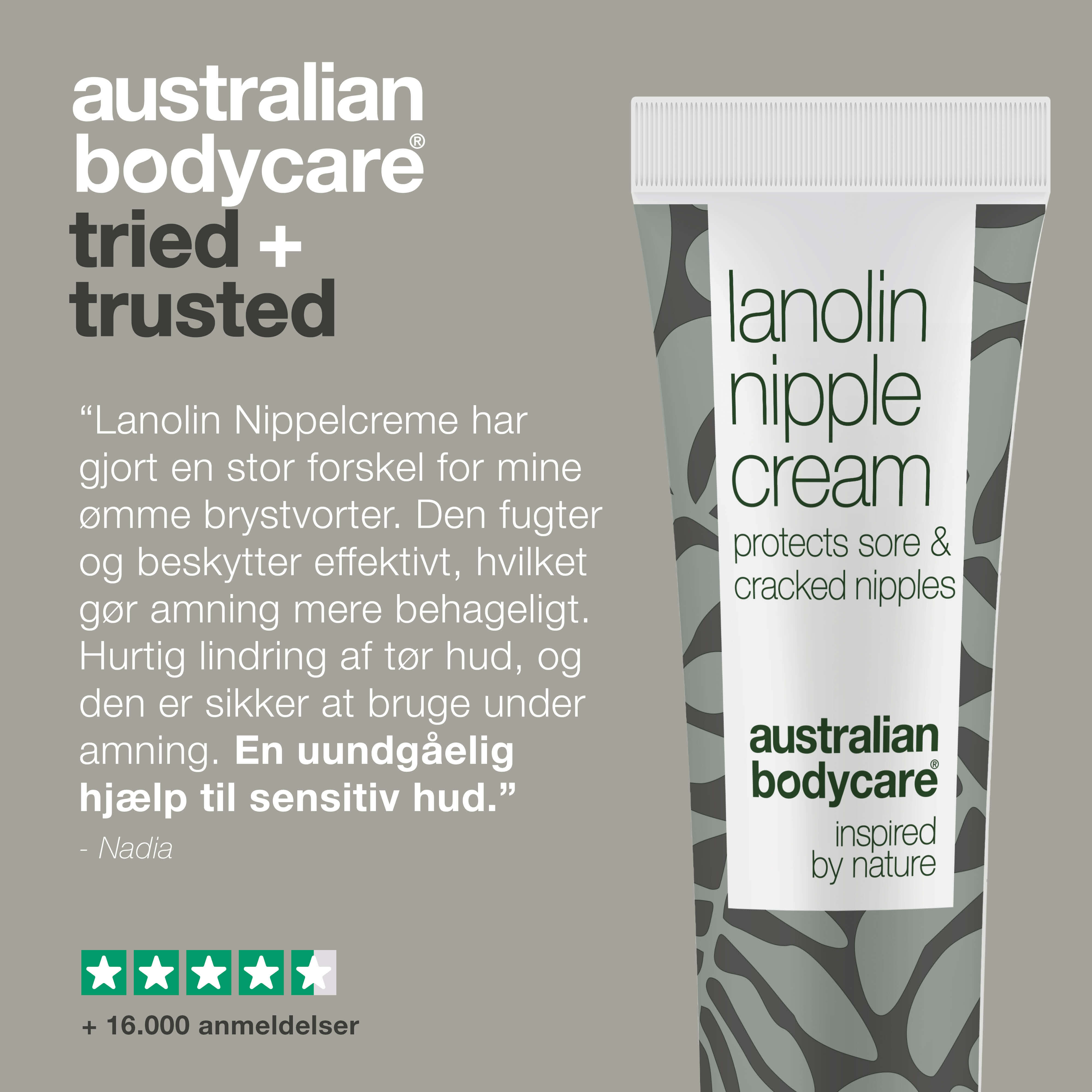Lanolin Nippelcreme til tørre og ømme brystvorter — Fugtgivende lanolincreme til pleje af tørre brystvorter. Perfekt til amning.
