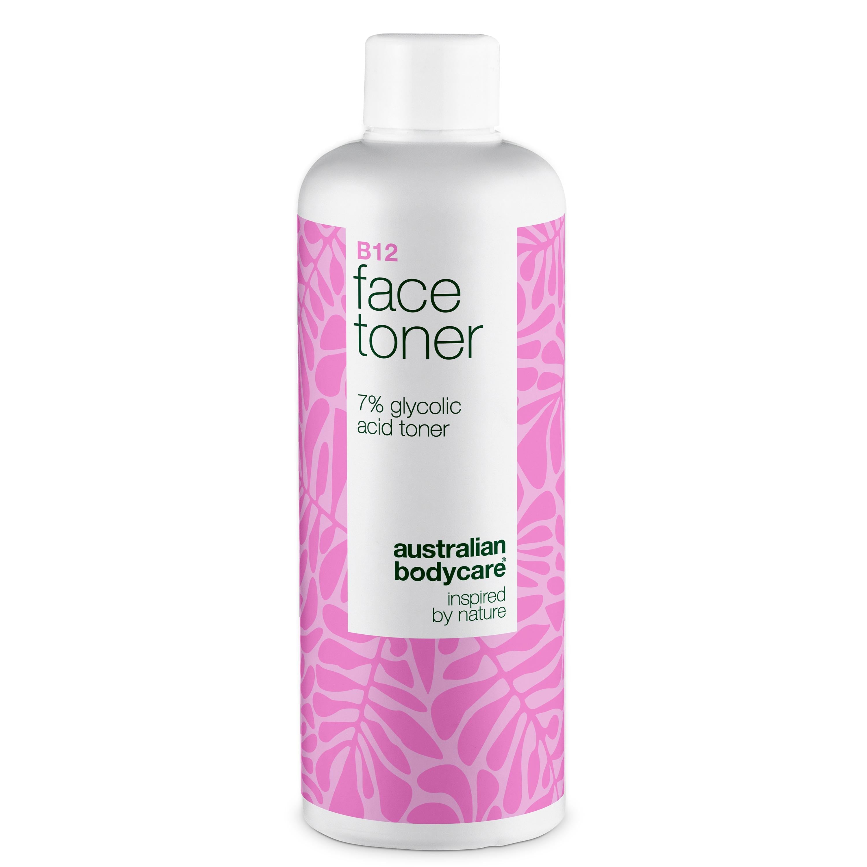 Ansigtstoner med B12 og 7% Glycolic Acid for jævn hudtone — Eksfolierende toner med B12 og 7% Glycolic Acid – fjerner døde hudceller, giver ny glød og fremmer en jævn hudtone.