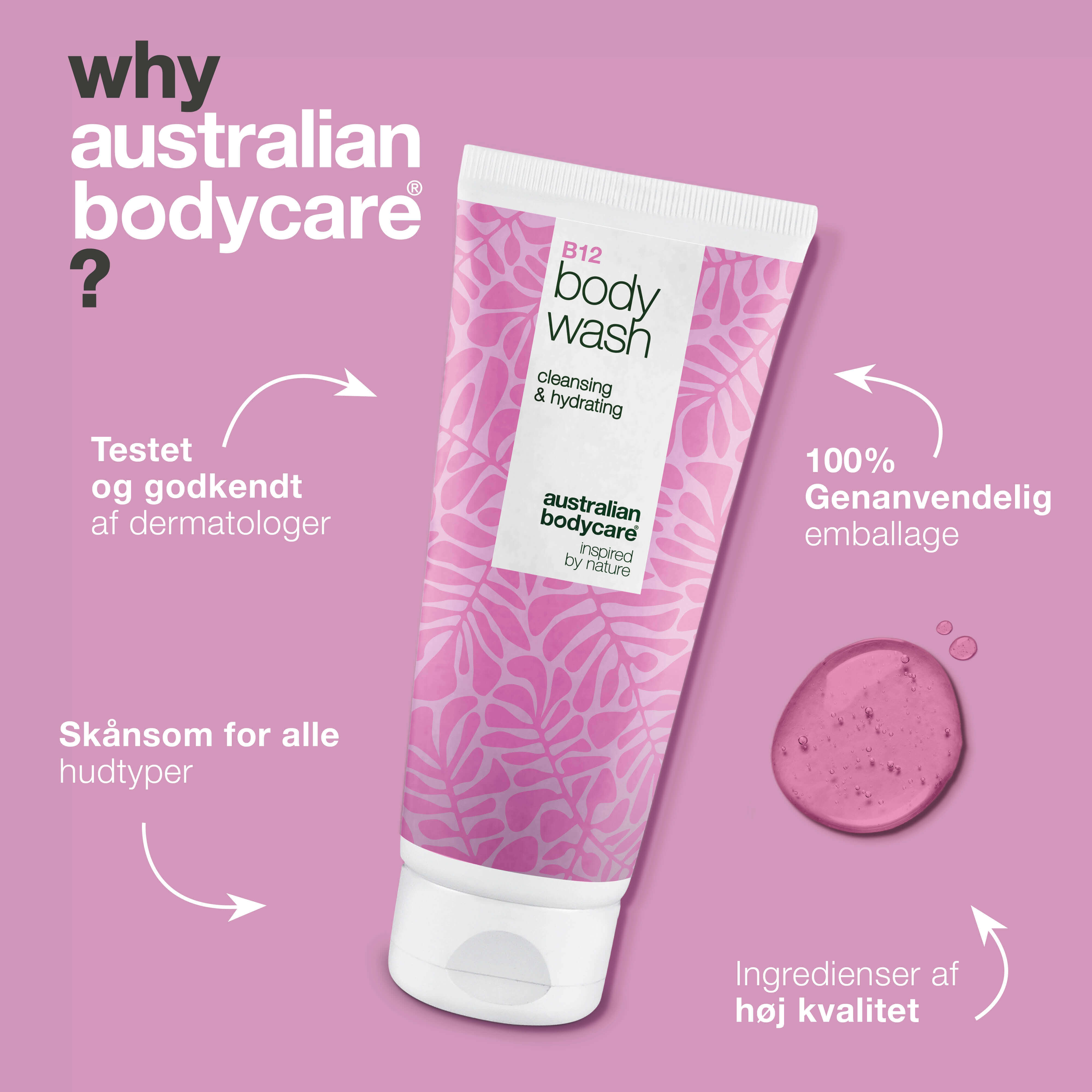 Body Wash med B12 – Til daglig fugt og næring — B12 Body Wash – daglig pleje, der renser, fugter og beroliger huden.