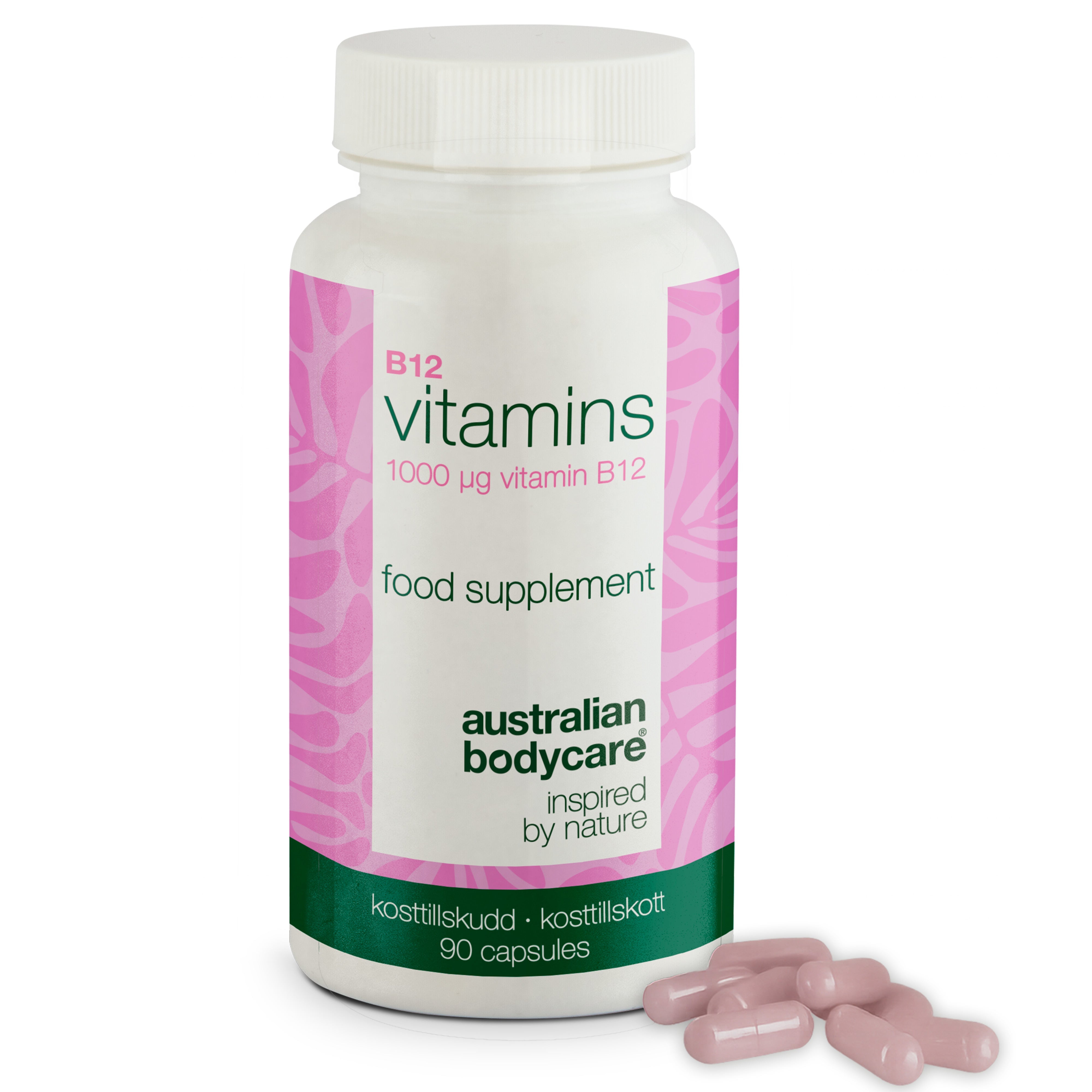 B12 Vitamin Kosttilskud – 90 veganske kapsler à 1000 µg — Vitamin B12 i høj dosis – 1000 µg pr. kapsel. 90 stk. kosttilskud velegnet til veganere. 90 Dages forbrug.